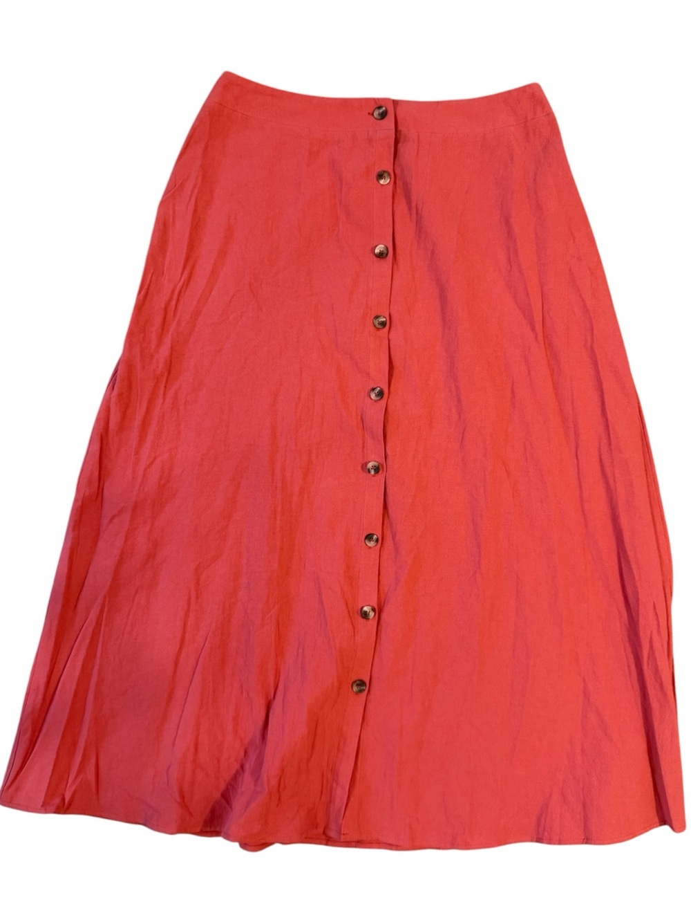 SHEIN Coral 100% Cotton Button-Front Midi Skirt - Picture 3 of 5
